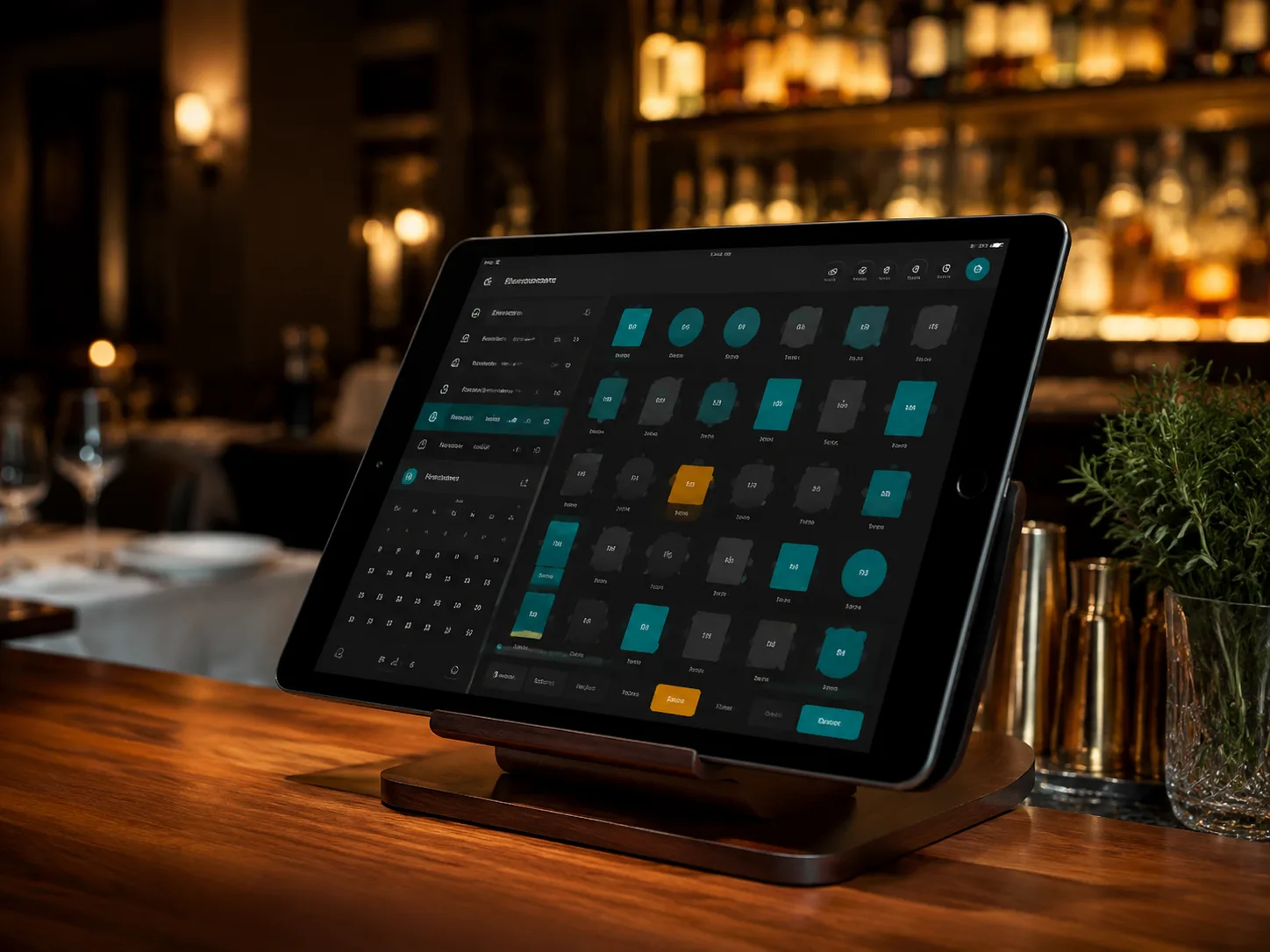 iPad POS sobre la barra del restaurante