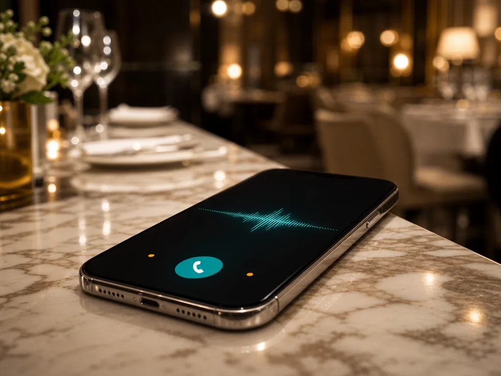 iPhone con llamada IA atendiendo reserva